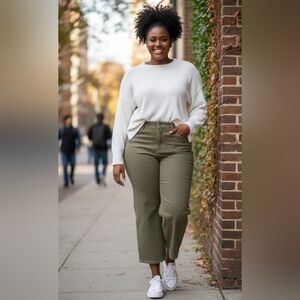 NWT Old Navy Extra High Rise Wide Leg Olive Jeans